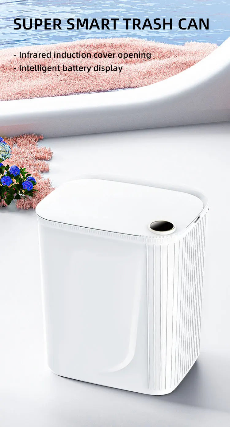 20L/18L Smart Sensor Trash Can – Touchless Induction Bin with Digital Display & Type-C Charging