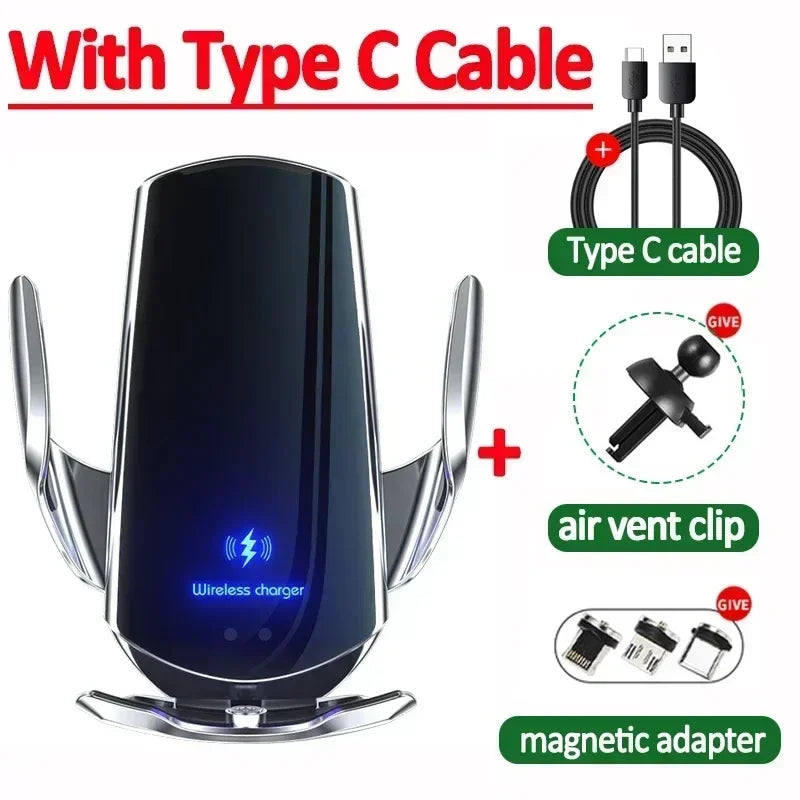 VIKEFON Qi 100W Wireless Car Fast Charger with Cooling Fan & One-Hand Operation