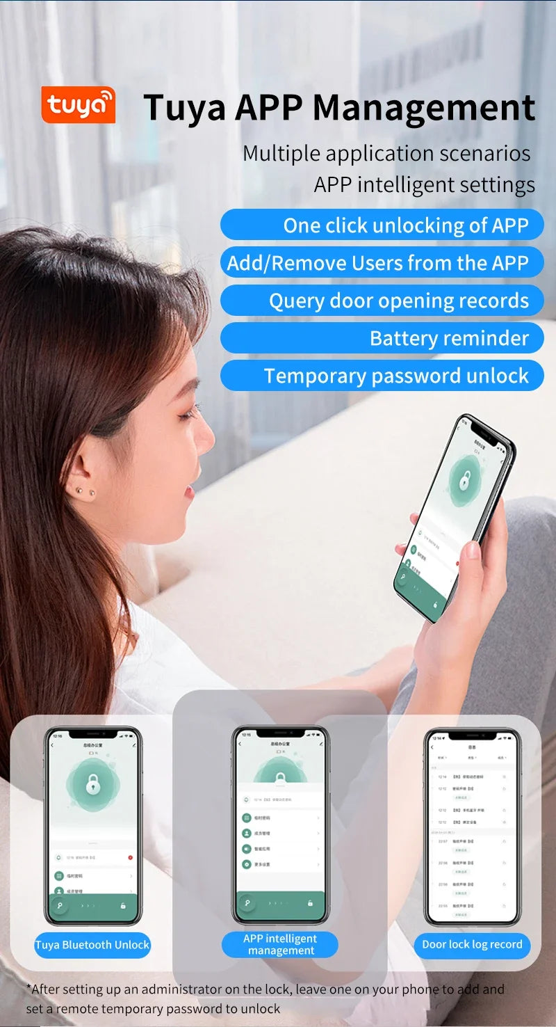 Tuya Smart Door Lock X1/X2 – Fingerprint, Password & App Control with Emergency USB