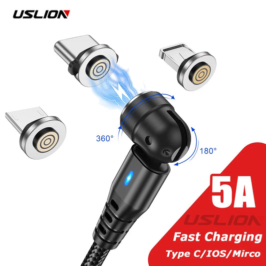 3-in-1 Magnetic USB Cable – 5A Fast Charging for Phones & Tablets