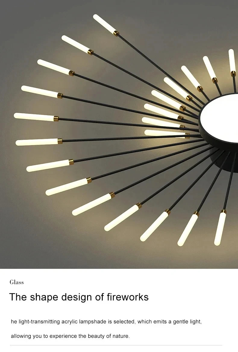AuroraRealm Modern Black LED Ceiling Light | Large Diameter, Remote Control