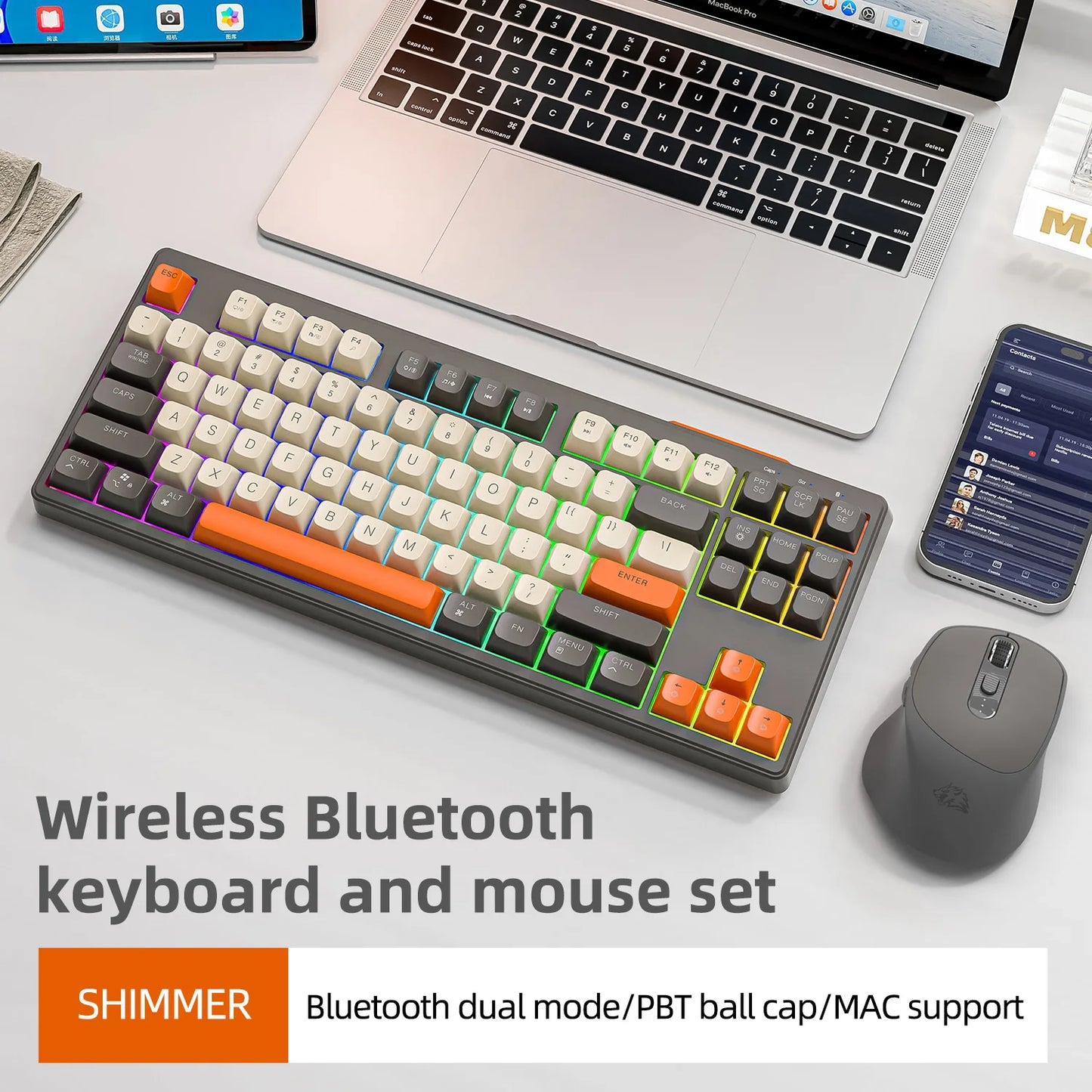 M87 Wireless Keyboard & Mouse Combo – Bluetooth Dual Mode, 87-Key Mini Layout