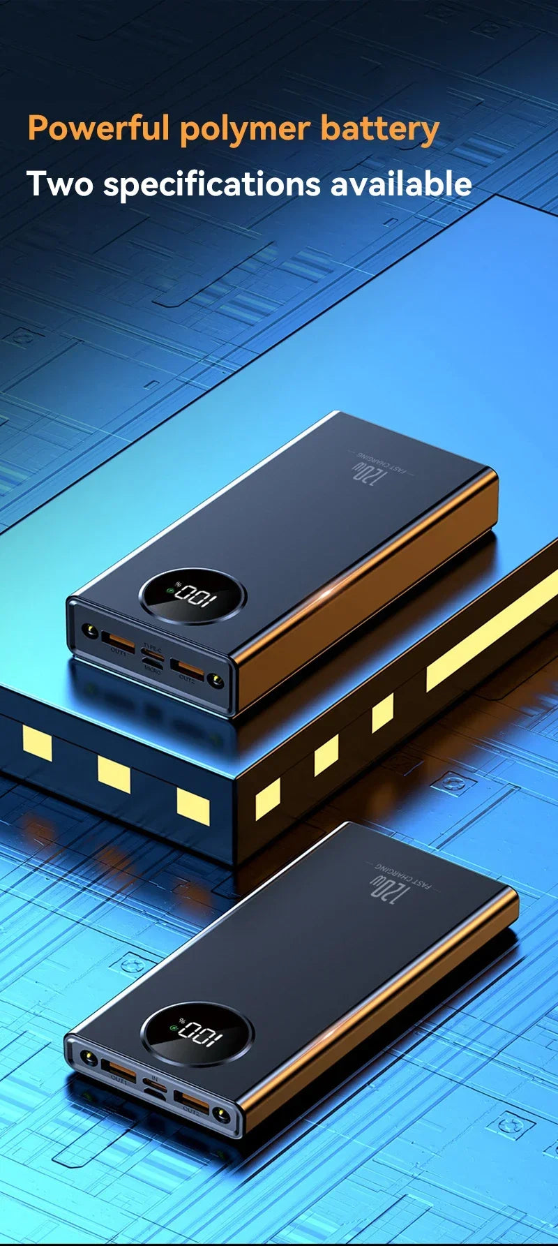 Ultra-Large Capacity Power Bank – Super Fast Charging with Flashlight (Portable External Battery)