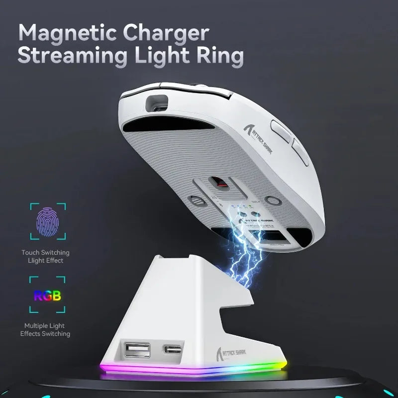 Attack Shark X11 Triple-Mode Wireless Gaming Mouse – PAW3395, 22,000 DPI, Magnetic Charging Dock