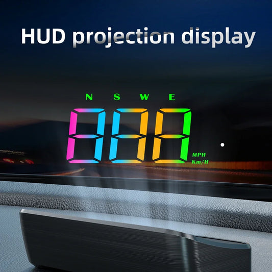 GPS Car Head-Up Display – Plug & Play Digital Speedometer HUD with Sunshade & Large Font (12V, Universal Fit)