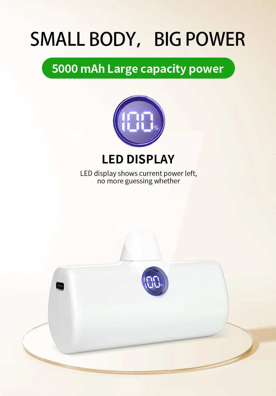 Pocket Power Bank 5000mAh – 18W PD Fast Charge for iPhone & Android