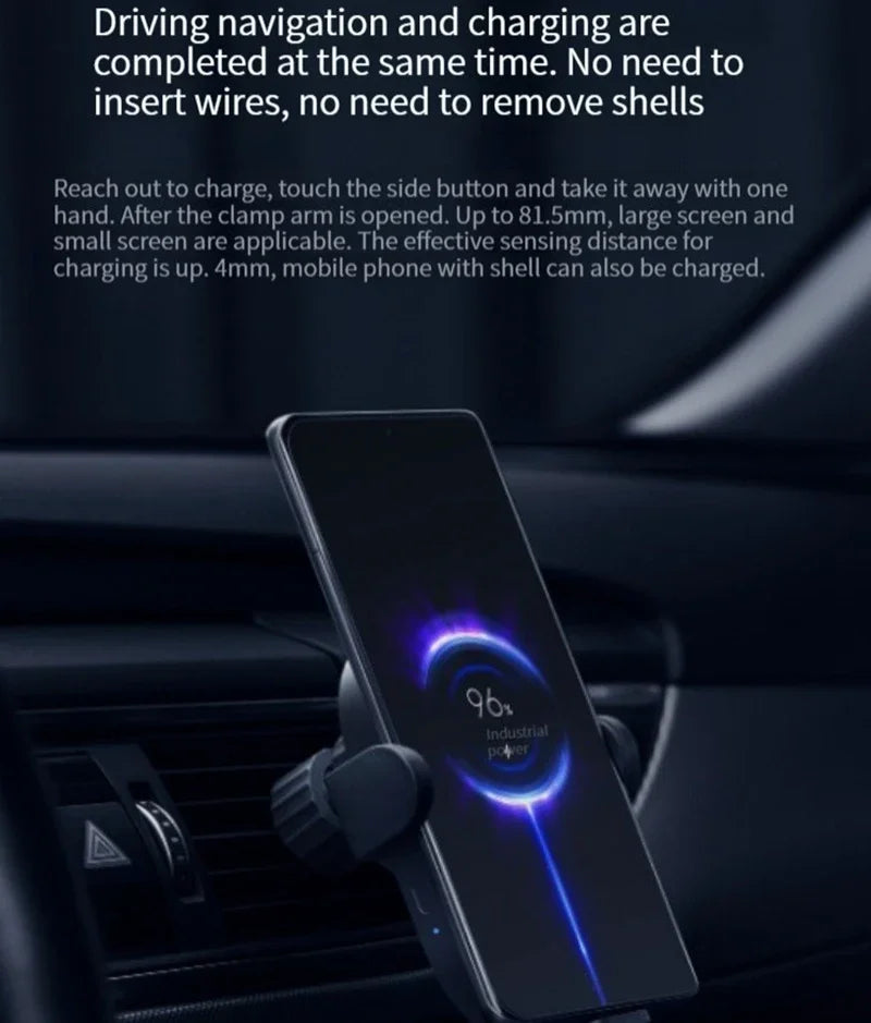 Xiaomi 30W Wireless Car Charger – Smart Auto-Clamp Fast Charging Phone Holder