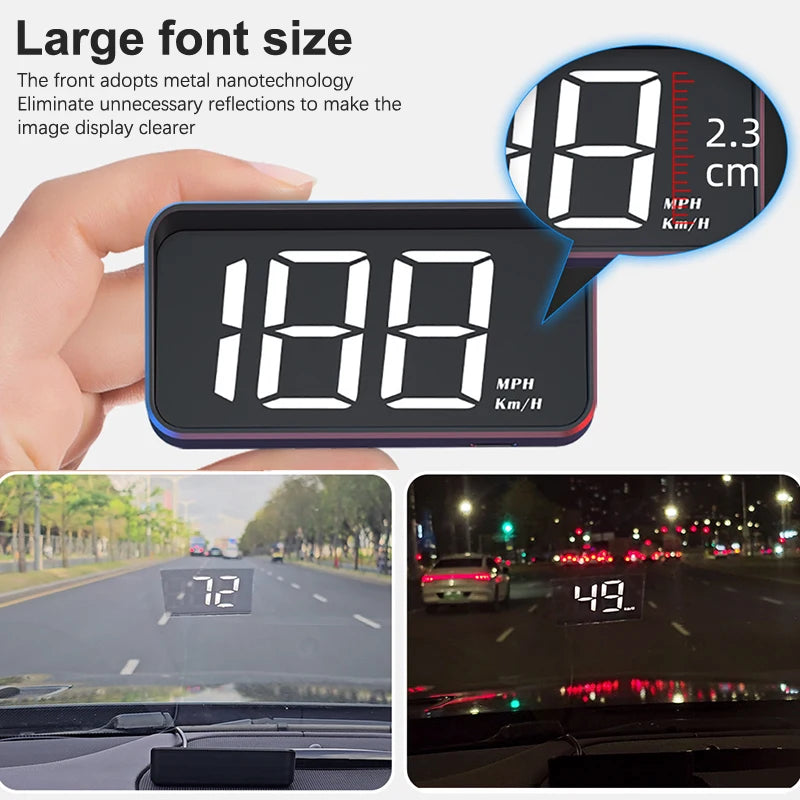 GPS Car Speed HUD – Windshield Head-Up Display for Safe Driving, Plug & Play Universal Fit