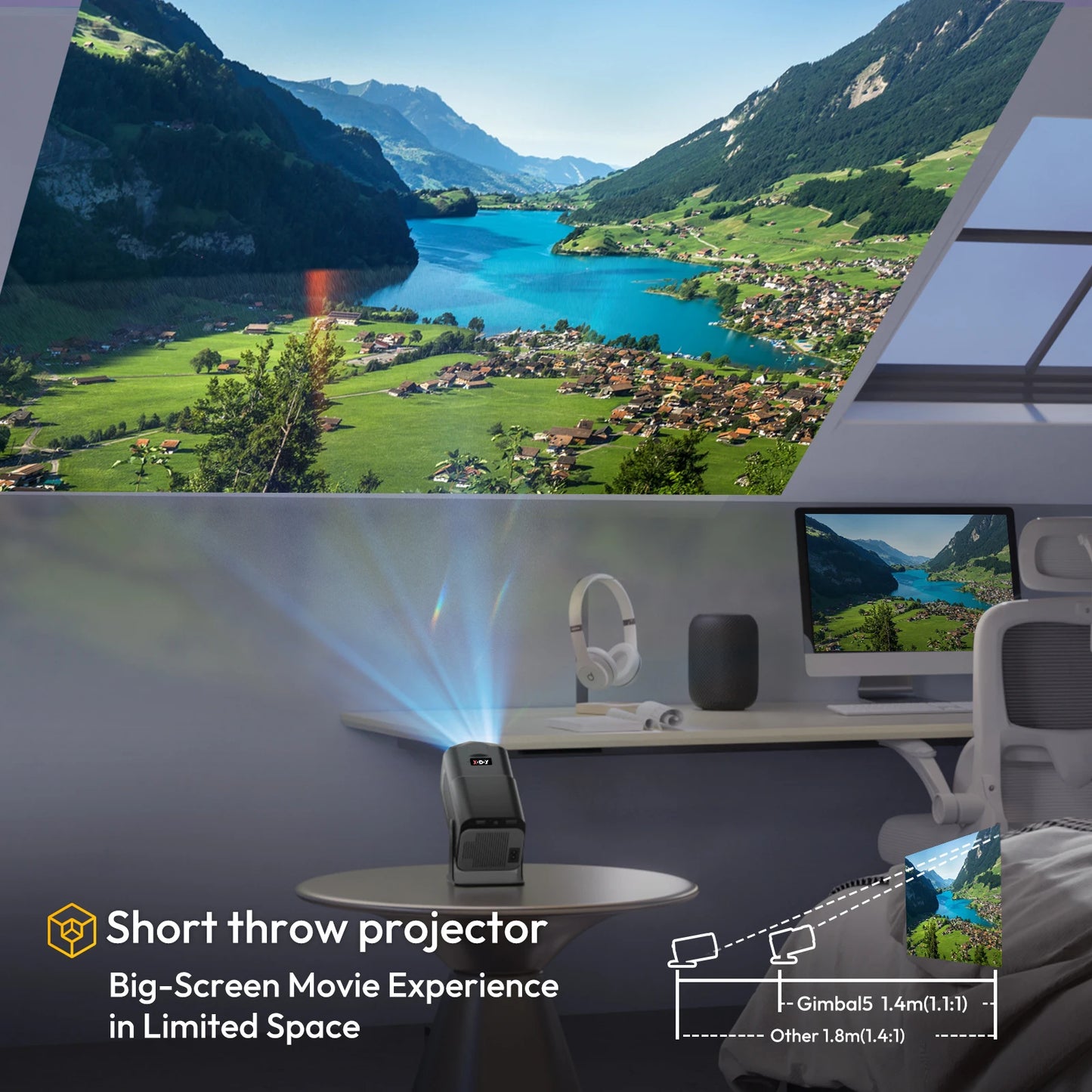 Portable 4K Android Projector – Full HD 1080P, Bluetooth, Indoor & Outdoor Use