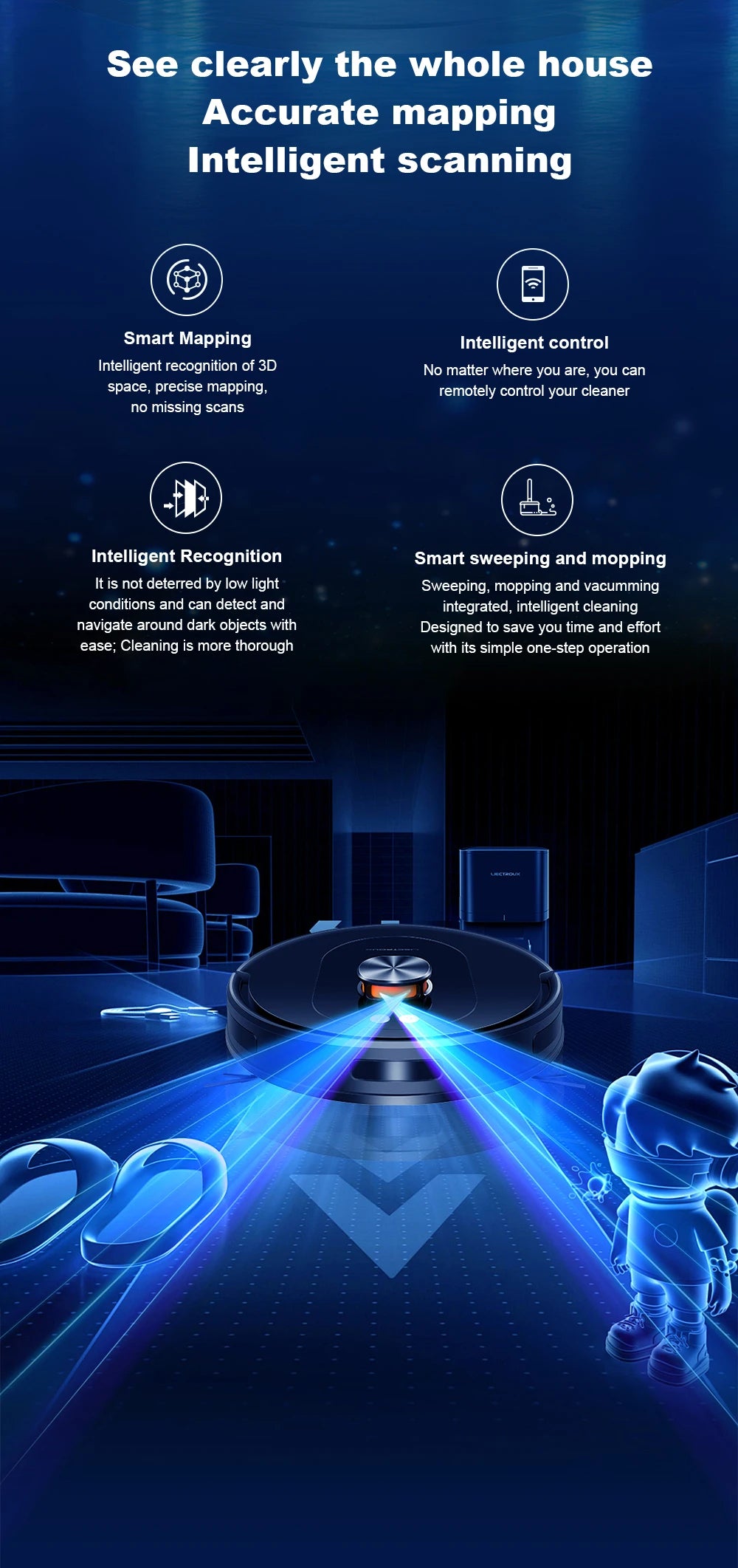 Liectroux T9 Robot Vacuum & Mop – 6500Pa LiDAR Mapping, Self-Empty Station, Dual-Band WiFi