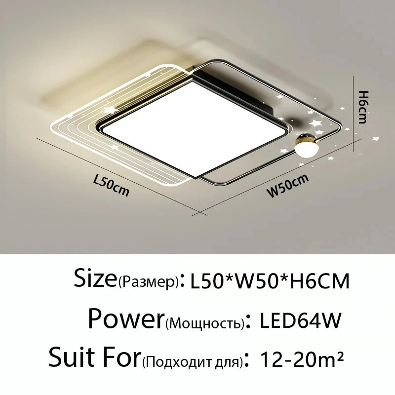 AuroraRealm Modern Ceiling Light with Remote | Gold LED Ceiling Lamp, 90–260V