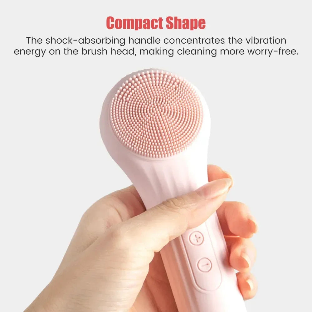 Rechargeable Sonic Silicone Facial Cleansing Brush – Heating Massage & Deep Clean Skincare Tool
