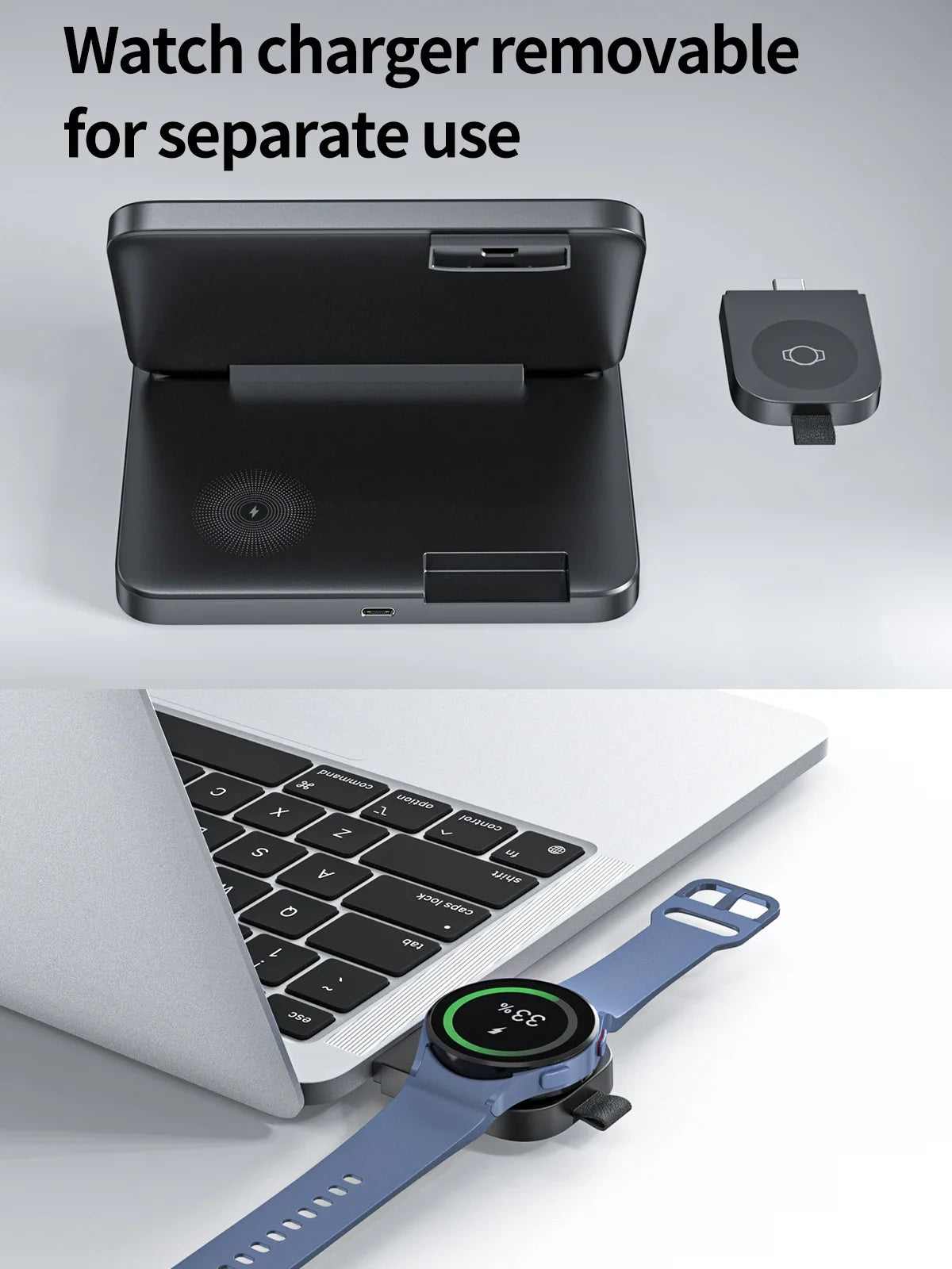 VIKEFON Foldable 3-in-1 Wireless Charger with Cooling Fan for Samsung Devices