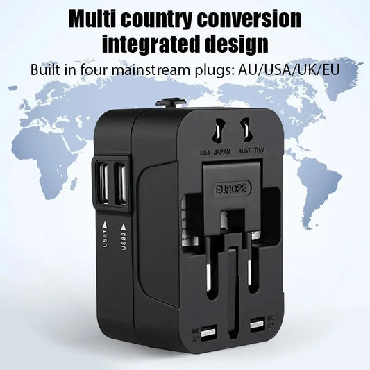 Universal Travel Adapter EU UK US AU | All-in-One Foldable Plug | USB-C Power Charger Converter