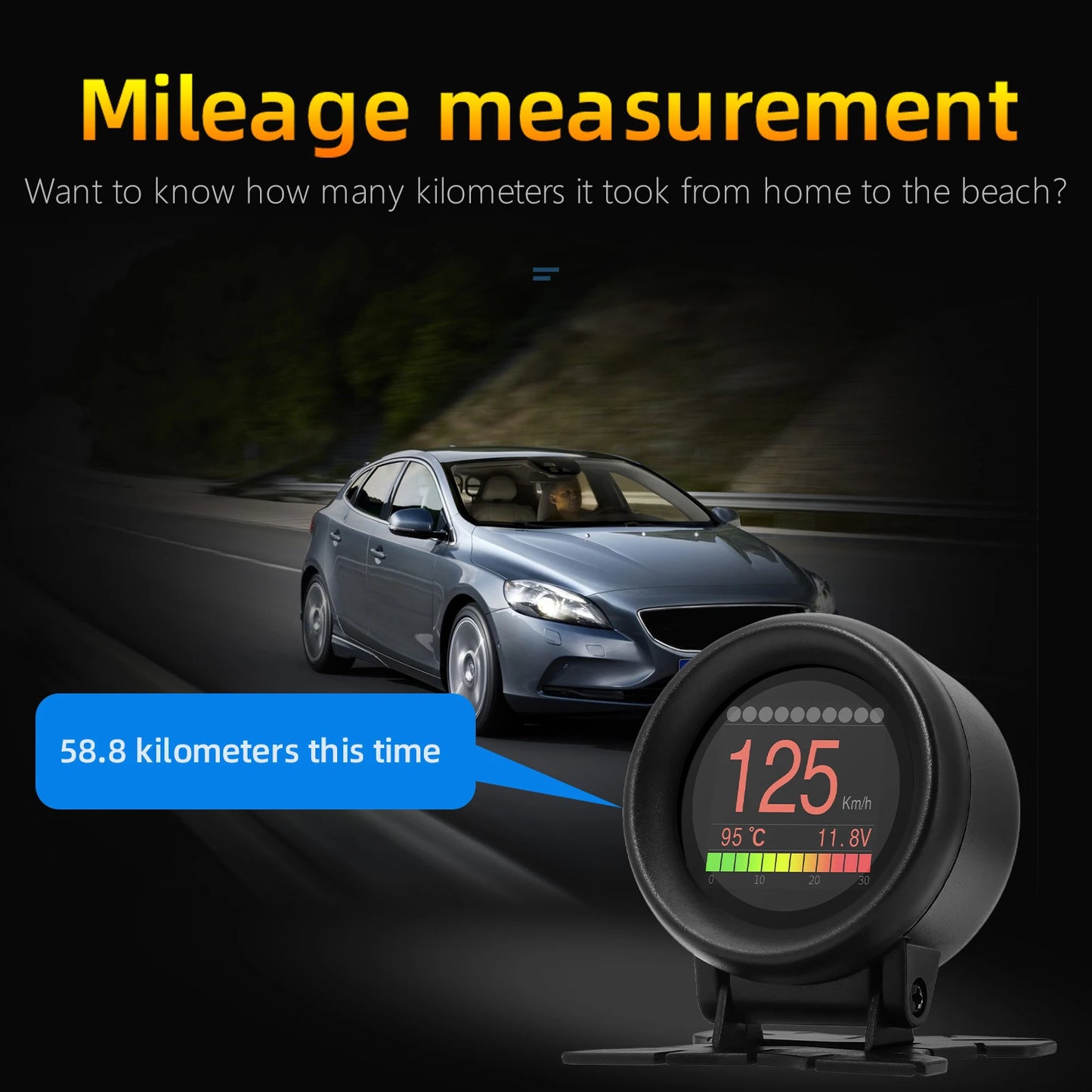 MAIMEIMI A205 OBD2 Mini Car Trip Computer – Digital Speed, Engine Temp, Voltage & Fault Code Reader HUD