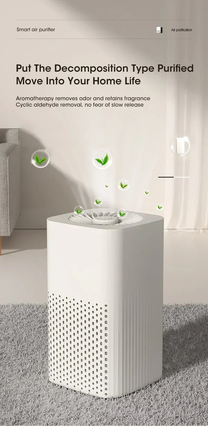 NOCCLILI Portable Air Purifier – H13 True HEPA, Negative Ion Deodorizer, USB Powered