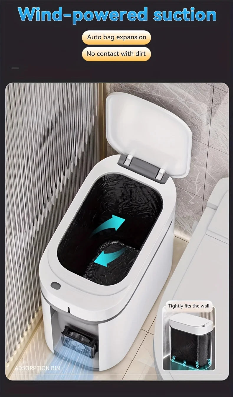 Smart Bag-Sucking Trash Can – Rechargeable Touchless Induction Waste Bin