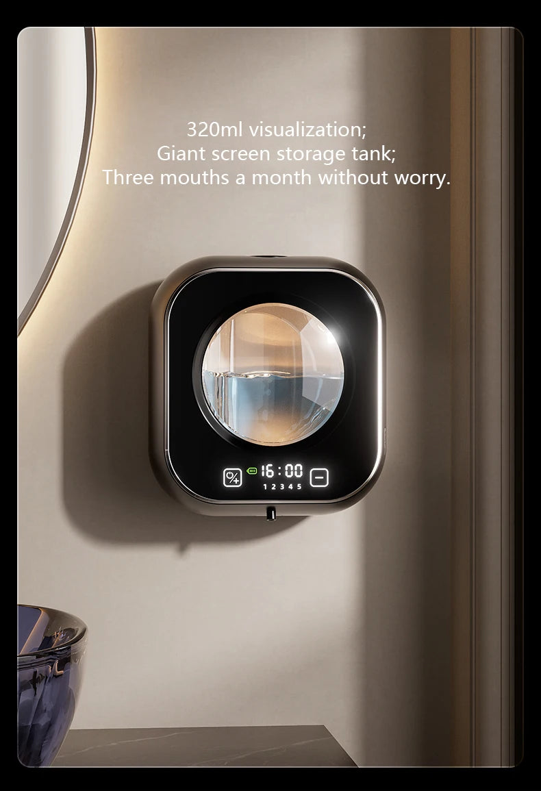 Sarmocare Touchless Automatic Foam Soap Dispenser | Wall-Mounted | Digital Display | USB Rechargeable