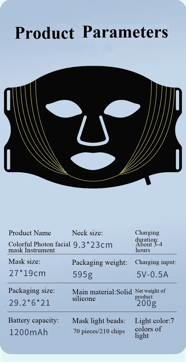 Yuwell Professional LED Silicone Face Mask – Wireless 7-Color Light Therapy