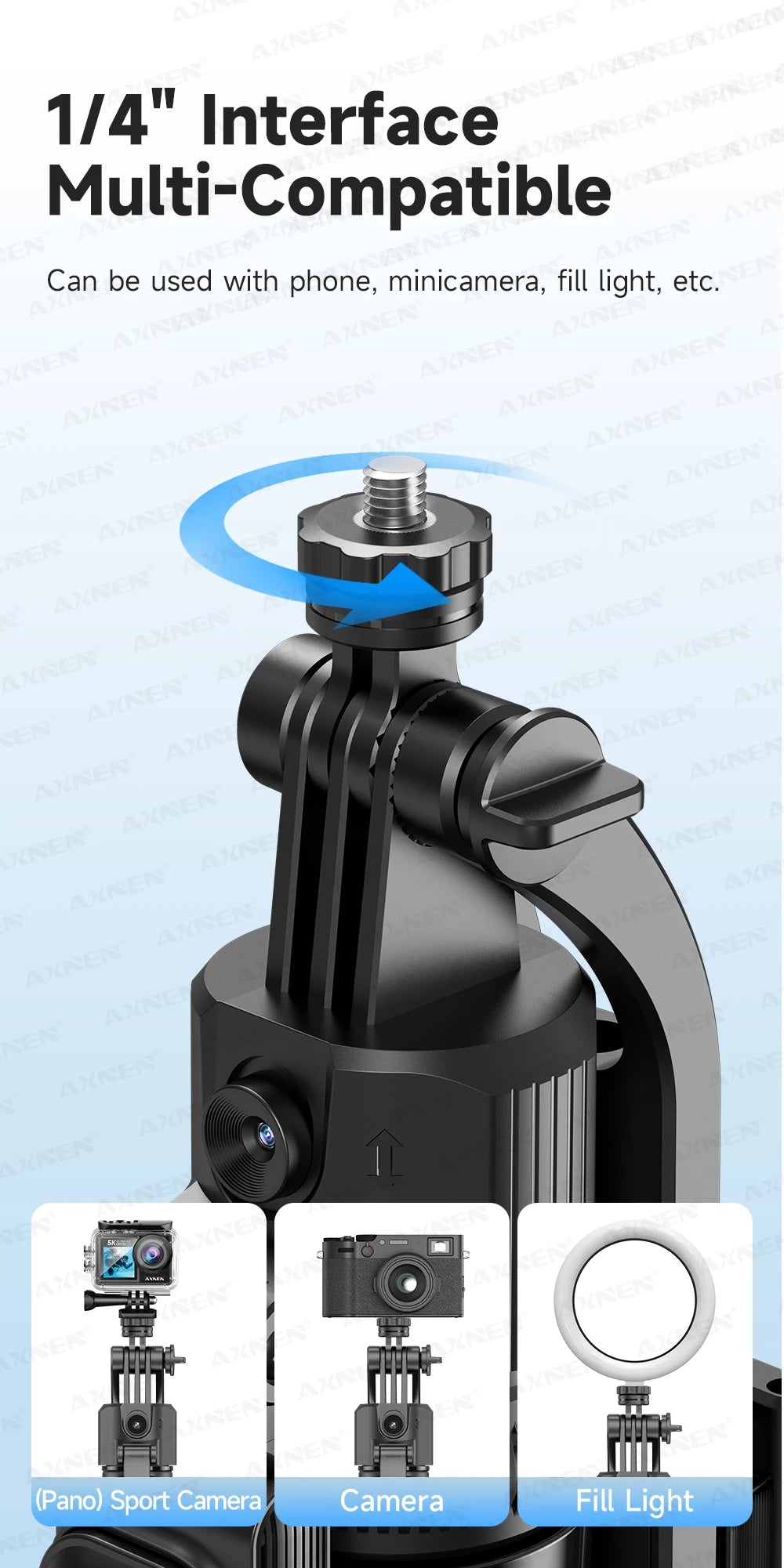 AI Face Tracking Selfie Stick Tripod – 1.63m Smart Quadrapod