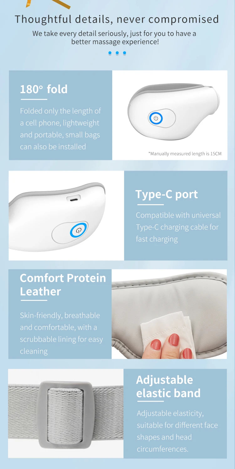 VIMYSHOW Bluetooth Eye Massager – Heat, Vibration & Music Relaxation Mask