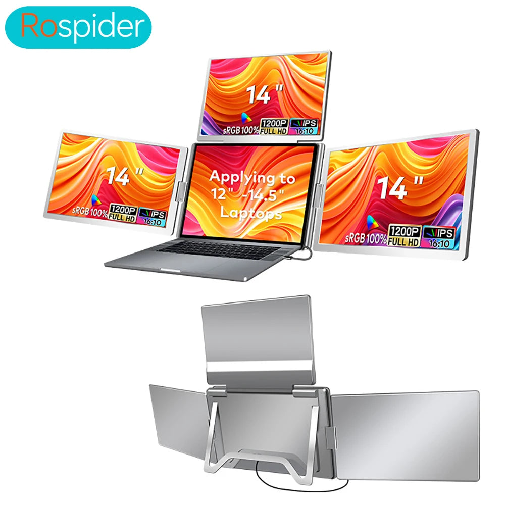 Rospider 16″ Portable Monitor – 1920×1200 IPS, 16:10, USB-C Swivel Display