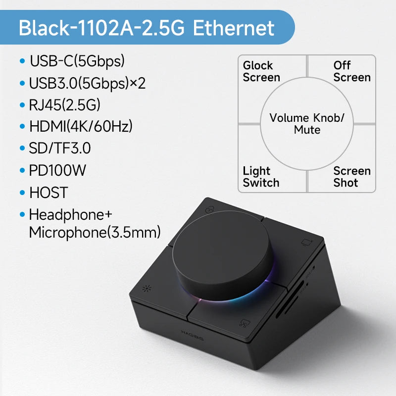 8-Port USB-C Hub for Laptop – HDMI + DP 4K, Ethernet, Card Reader & Audio Control