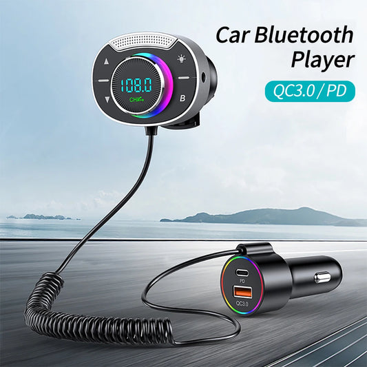 WYMECT T86 Bluetooth 5.0 FM Transmitter – Hands-Free Car MP3 Player with Dual USB QC3.0 PD 30W Fast Charging (12V-24V)