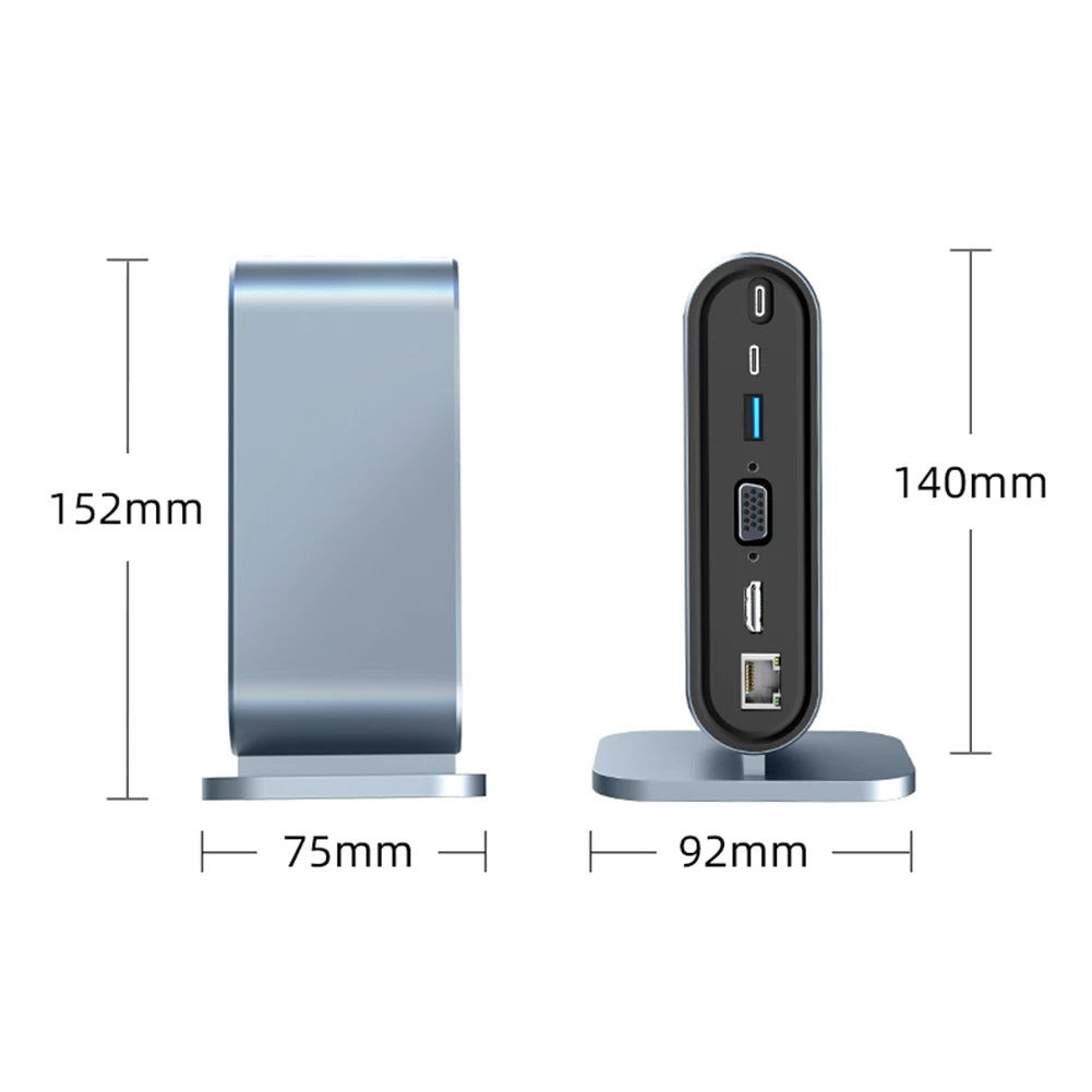 12-in-1 USB-C Docking Station – 4K HDMI, 100W PD, RJ45, Card Reader Hub
