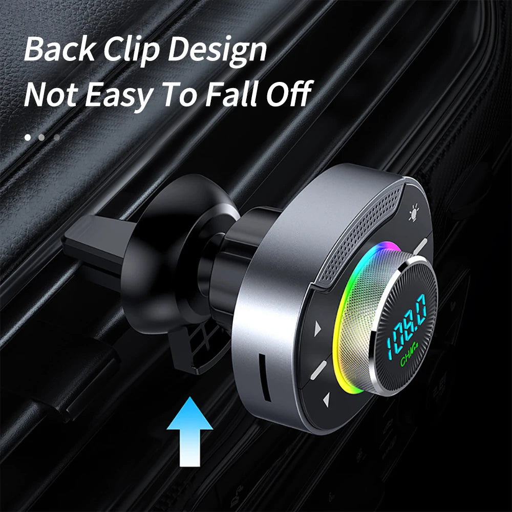 WYMECT T86 Bluetooth 5.0 FM Transmitter – Hands-Free Car MP3 Player with Dual USB QC3.0 PD 30W Fast Charging (12V-24V)