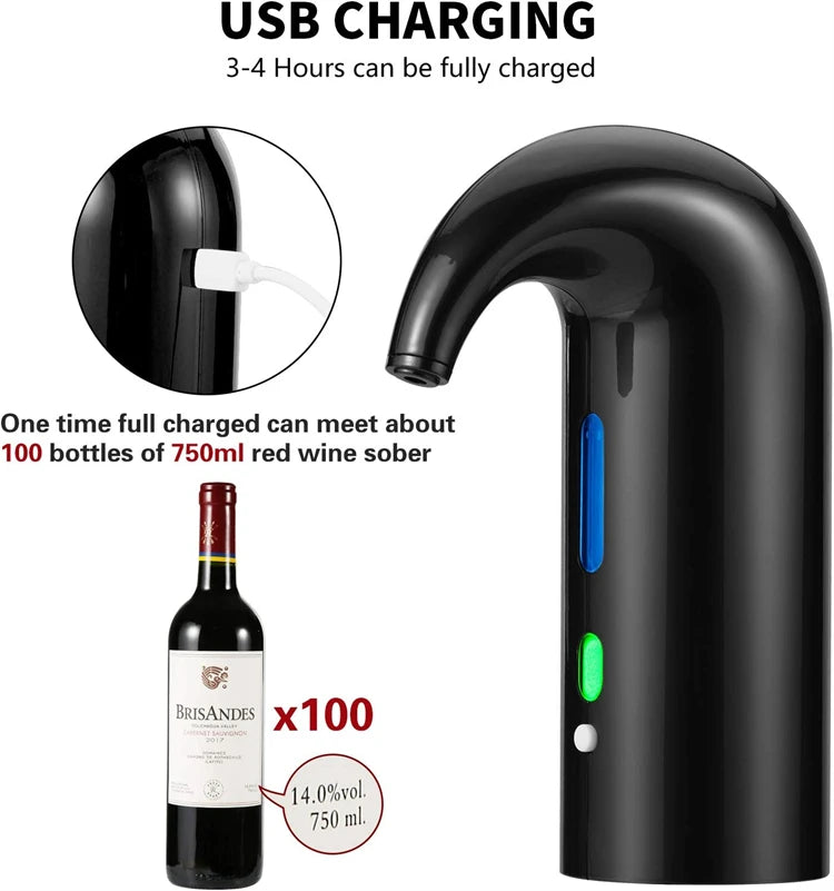 Electric Wine Aerator – Instant Wine Decanter with ABS & Silicone Design