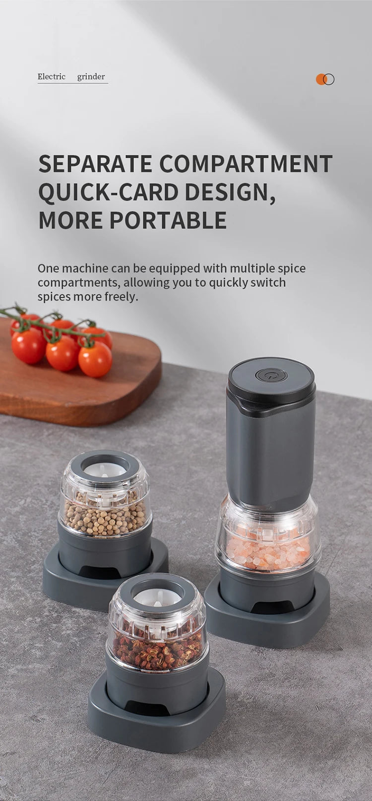 BALASHOV Electric Spice Grinder – Rechargeable Multi-Compartment Grinder with Ceramic Core