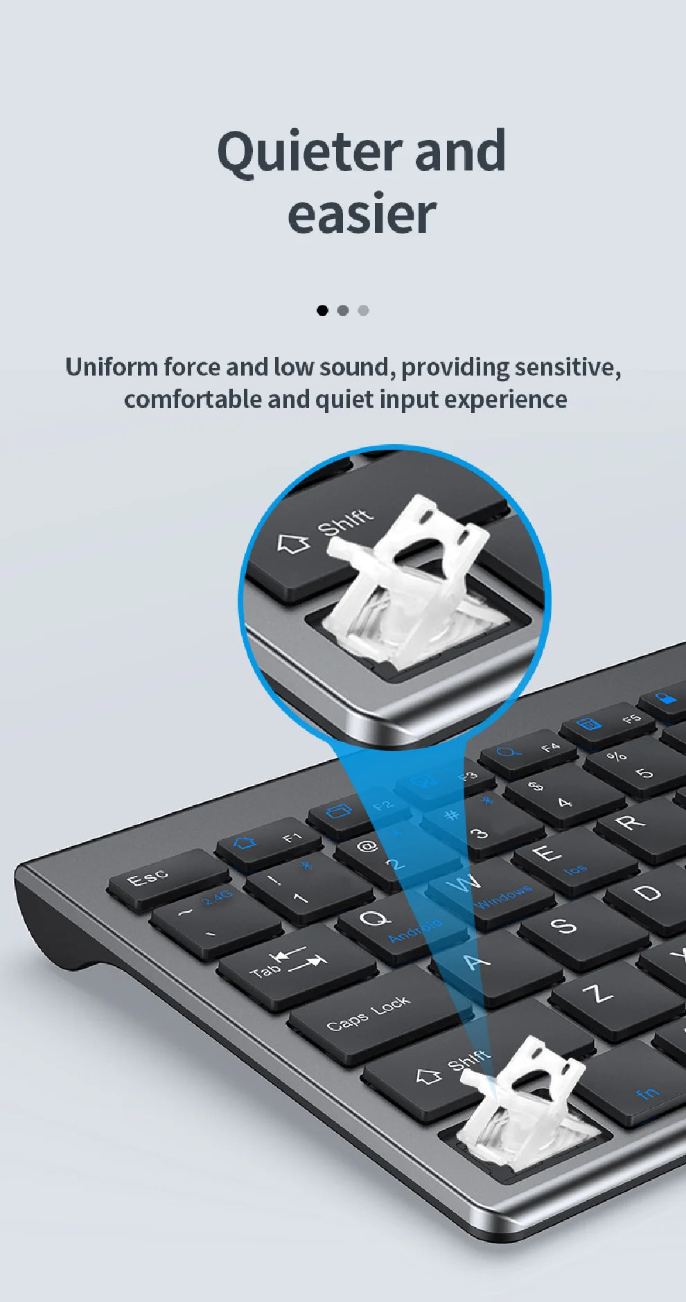 Slim Wireless Keyboard Mouse Set – Multi-Device Bluetooth, USB Receiver