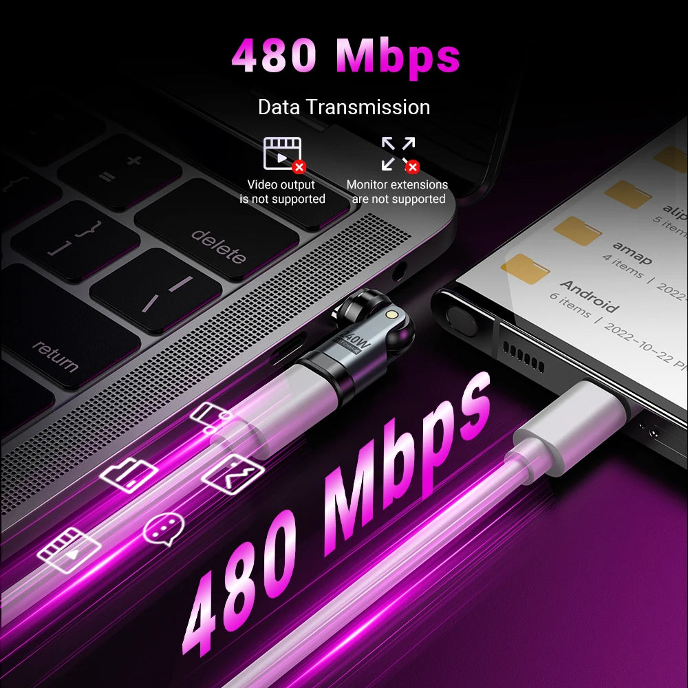 Magnetic Type-C Adapter 9-Pin | PD 240W Fast Charge & Data Transmission