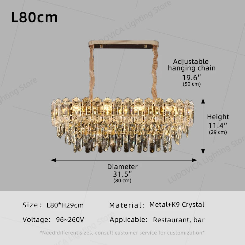 LUDOVICA Crystal LED Chandelier | Elegant Pendant Light for Bedroom & Dining