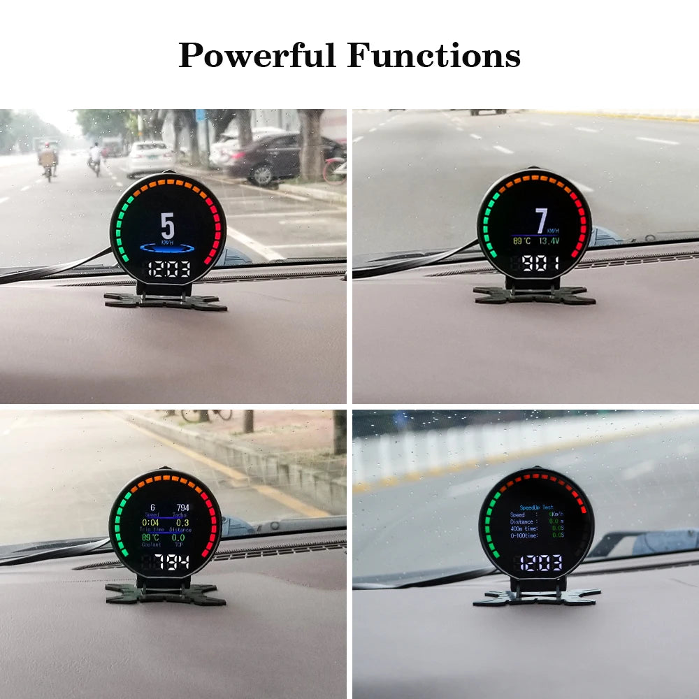 P15 OBD Smart Head-Up Display – Digital Speedometer, RPM, Water & Oil Temperature, Turbo Pressure, OBD2 Multi-Function HUD