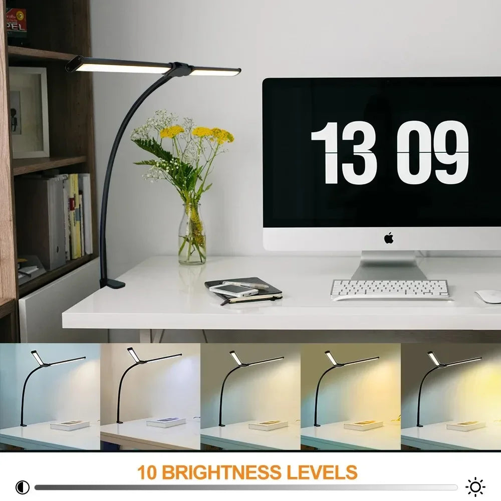 ALTCHIHYQ Double-Head LED Desk Lamp | 80cm Wide, Remote Control, 5-Level Dimming