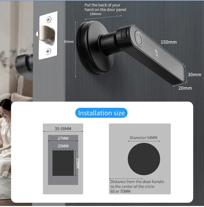 Tuya Smart Door Lock X1/X2 – Fingerprint, Password & App Control with Emergency USB