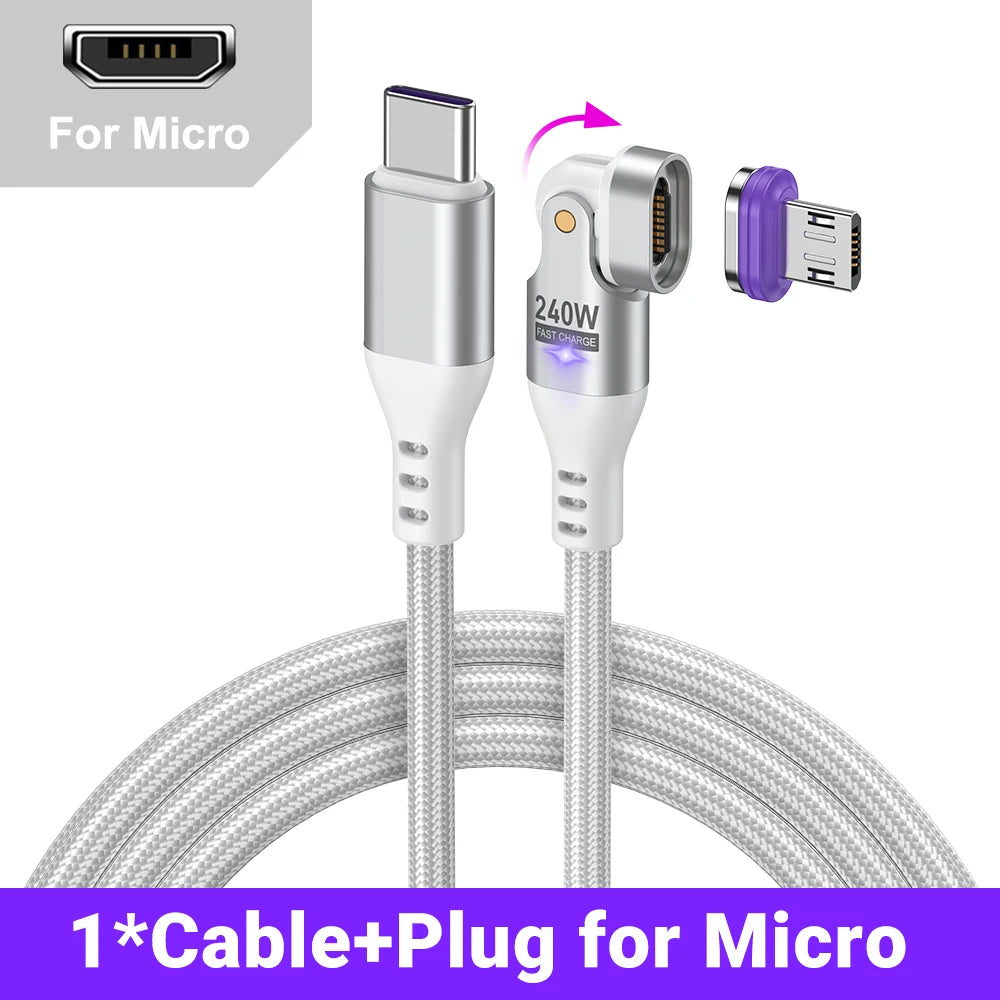 240W PD Magnetic Type-C to Type-C Cable – 16-Pin Fast Charge for Laptops & Phones