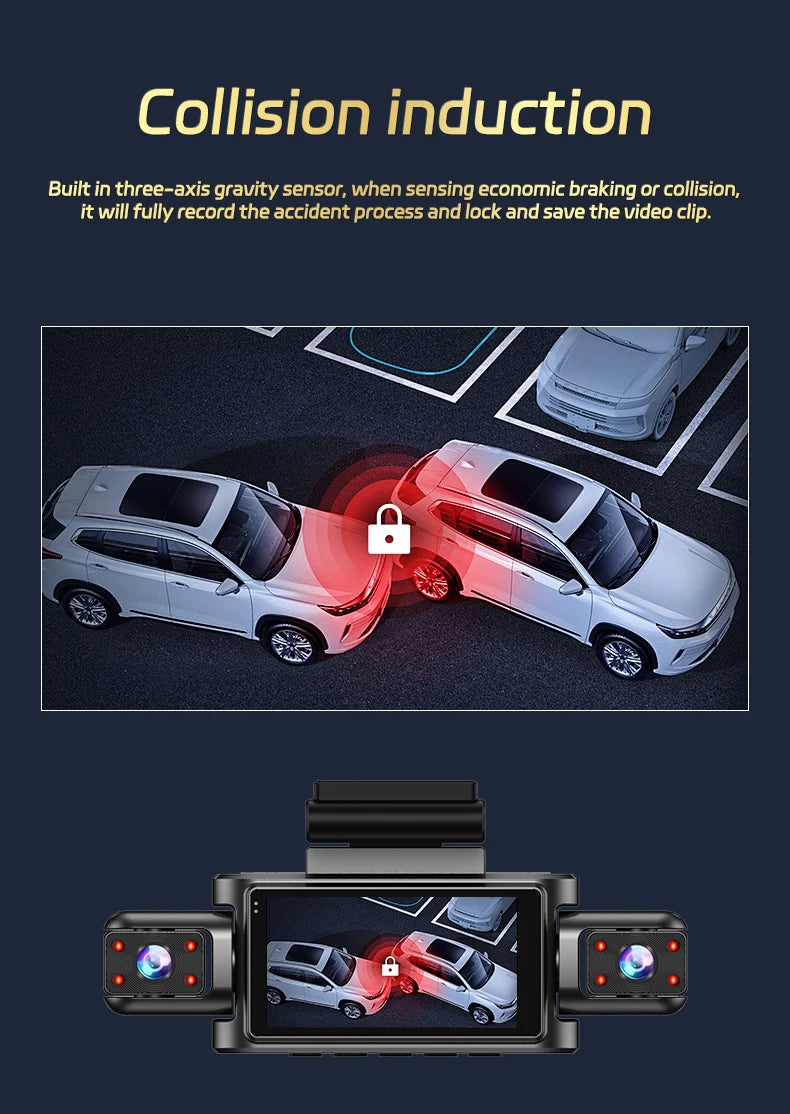 360° 4-Lens Dash Cam 1080P – WiFi Car DVR with Night Vision & Loop Recording