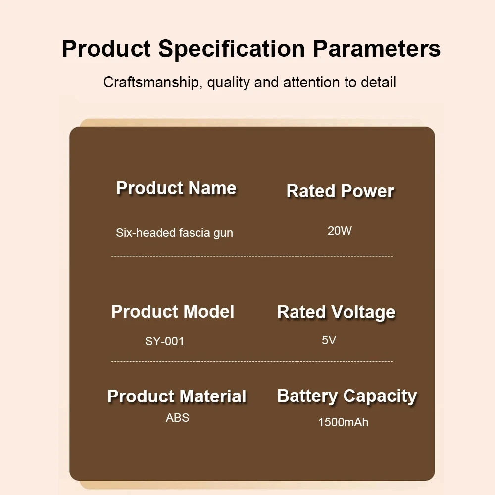 HOMEFISH 6-Head Massage Gun – Wide-Coverage Percussive Muscle Relaxation
