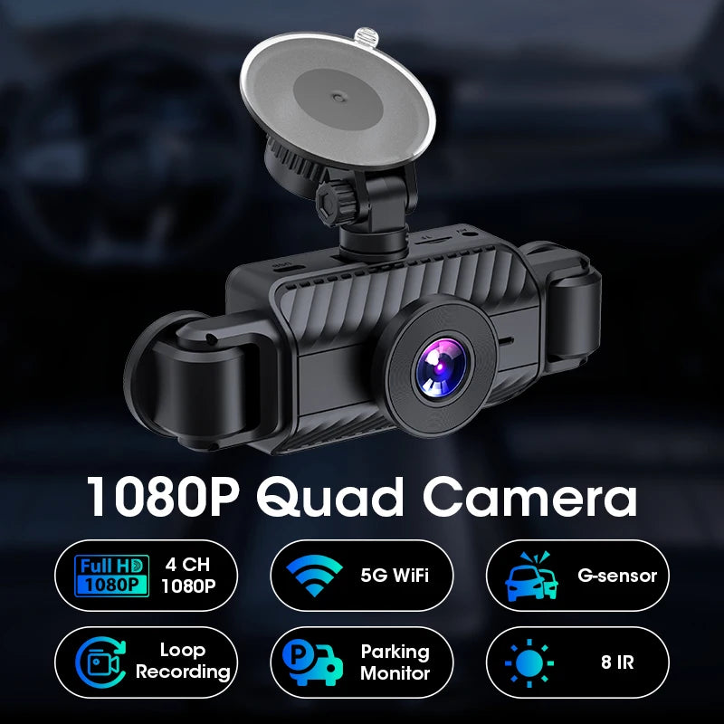 srnubi 4K Dual Dash Cam – Front & Rear Car DVR with Touch Screen, Night Vision & Parking Monitor
