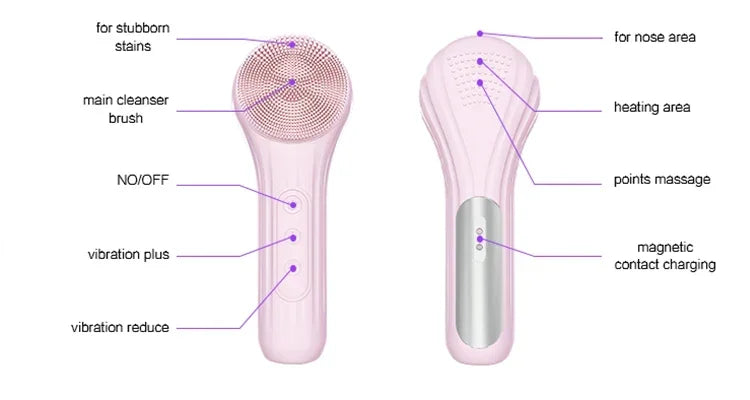 LSHOW Rechargeable Sonic Facial Cleansing Brush with Hot Compress – IPX7 Waterproof Deep Clean & Massage Tool