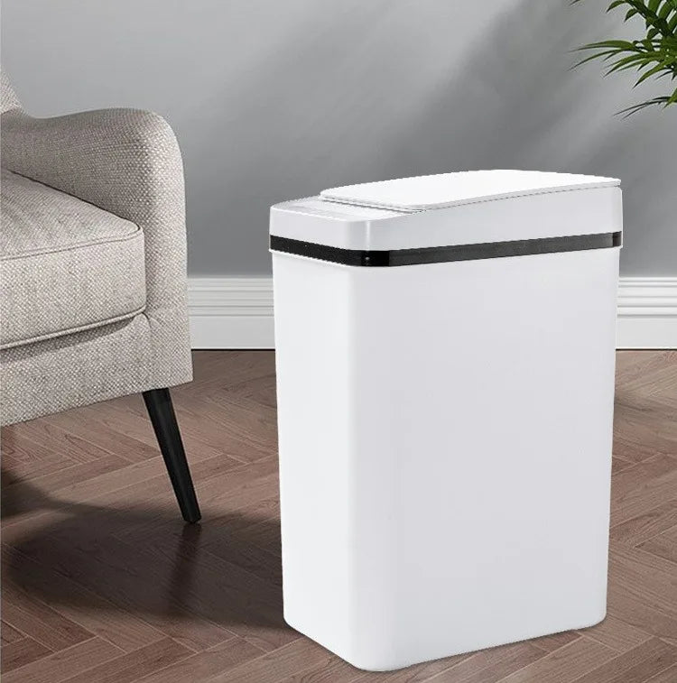 12L Automatic Induction Trash Can – Touchpad Sensor Bin with Motion Detection (White / Grey)