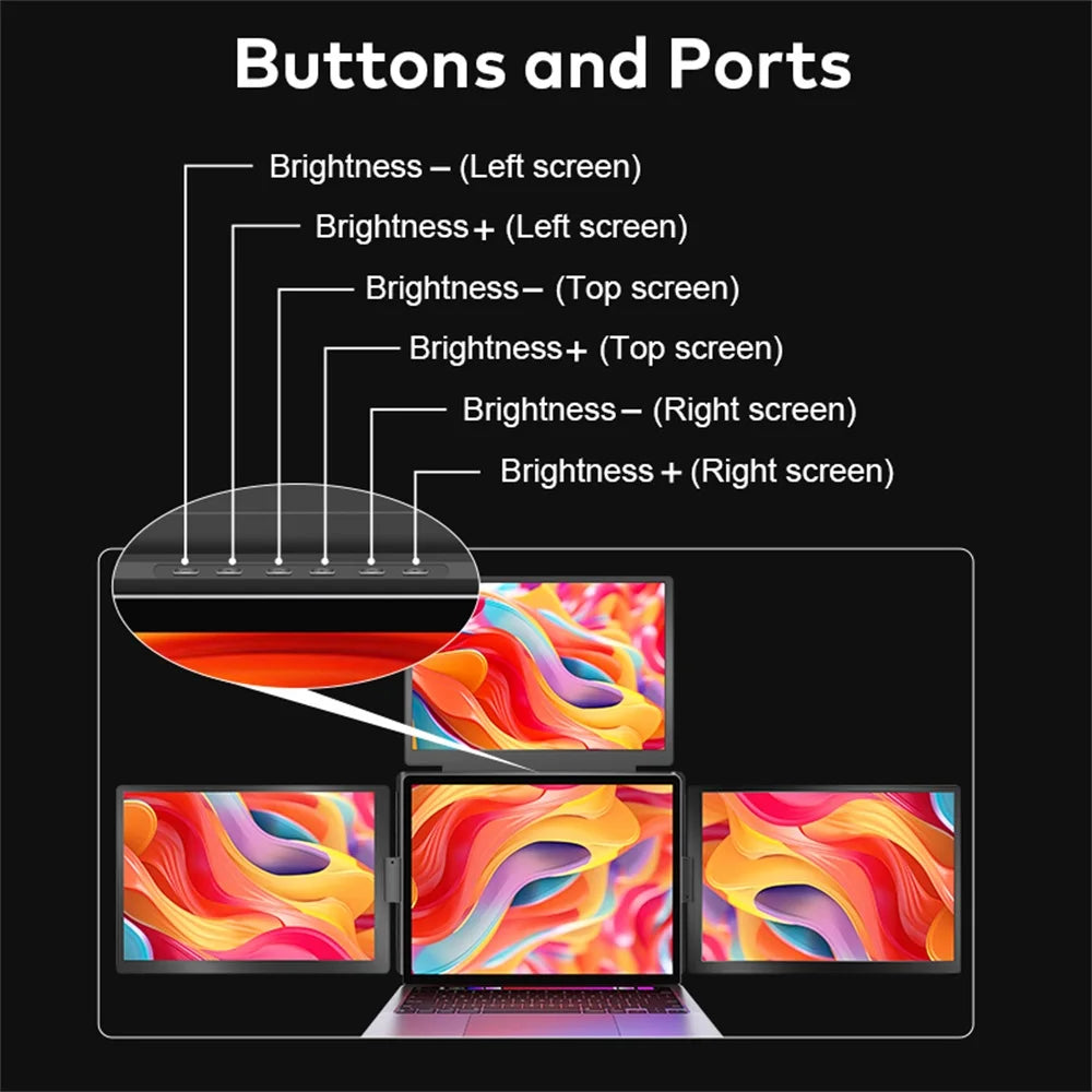 Rospider 16″ Portable Monitor – 1920×1200 IPS, 16:10, USB-C Swivel Display