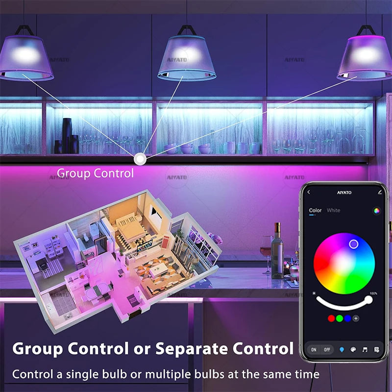 Moreins Smart LED Globe Bulb | Bluetooth RGB Light, Music Sync, 15W / 18W