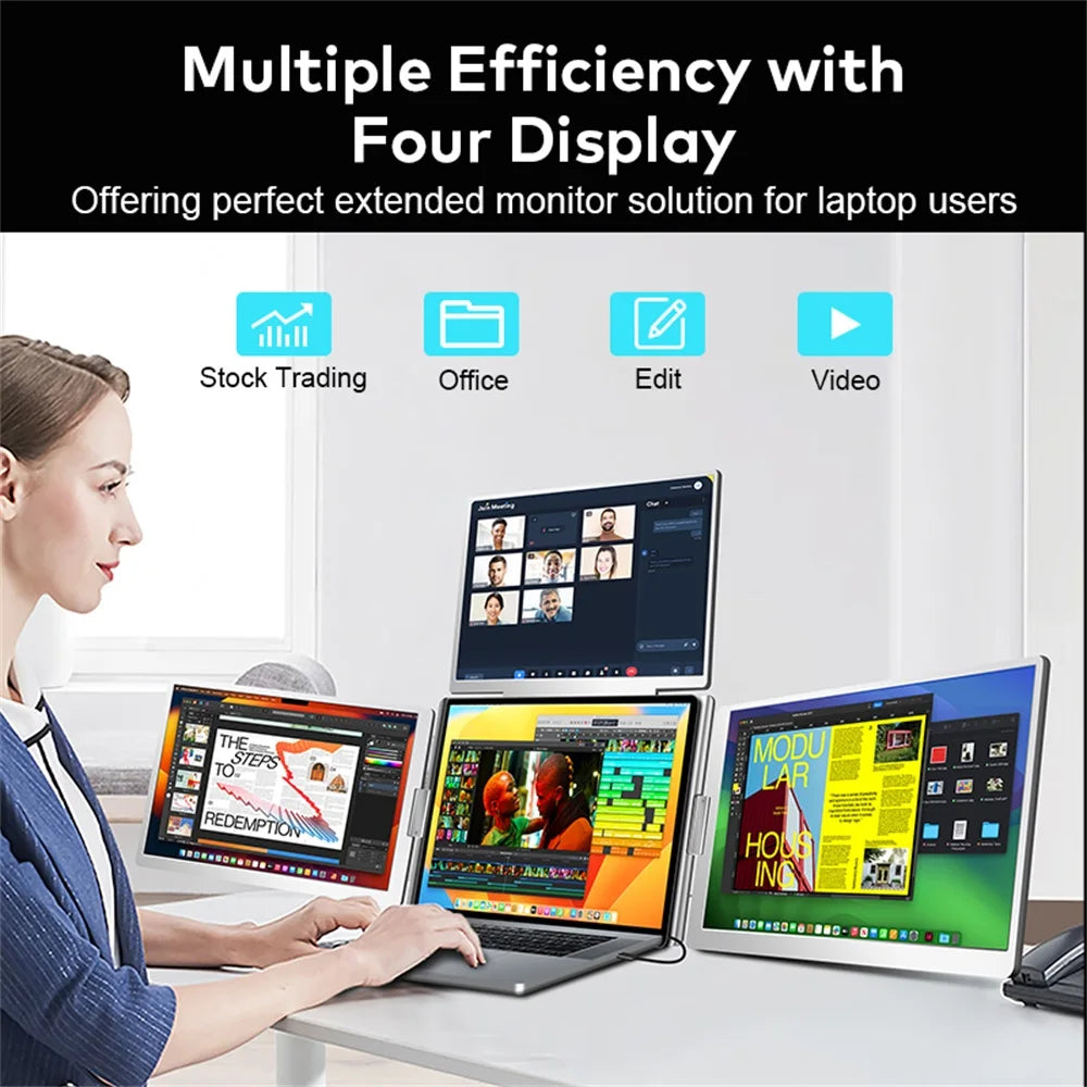 Rospider 16″ Portable Monitor – 1920×1200 IPS, 16:10, USB-C Swivel Display
