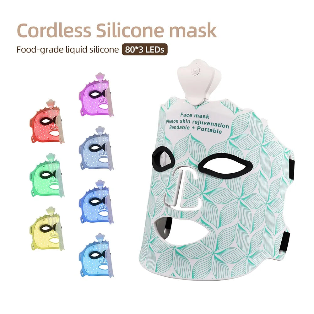 ForeverLily 7-Color Silicone LED Facial Mask – USB Rechargeable Skincare Beauty Device (No Box)