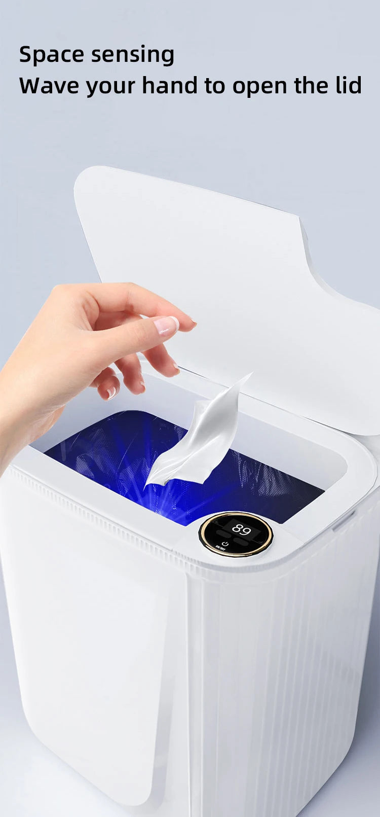 18L/20L Smart Sensor Trash Can – Rechargeable Touchless Garbage Bin with Digital Display
