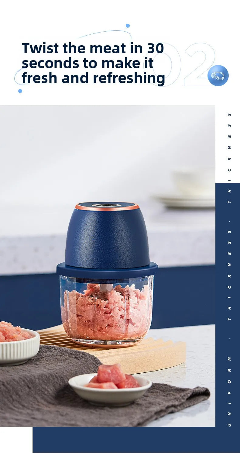 TINGBAI Portable Electric Garlic Chopper – 6-Blade USB-C Rechargeable Food Grinder